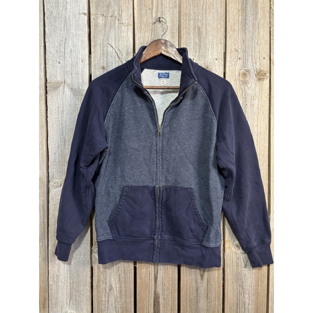 J.Crew Vintage‎ Fleece Zip Up Sweatshirt Navy Blue Mens Small